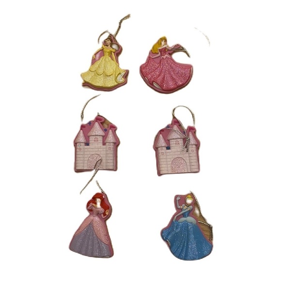 Disney Princess Christmas Ornament Set Bundle Castle Cinderella Aurora Belle - Picture 1 of 3